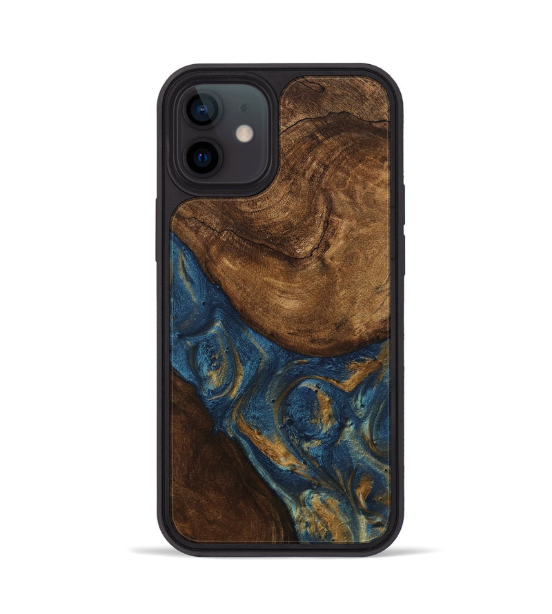 iPhone 12 Wood Phone Case - Gigi (Teal & Gold, 746653)