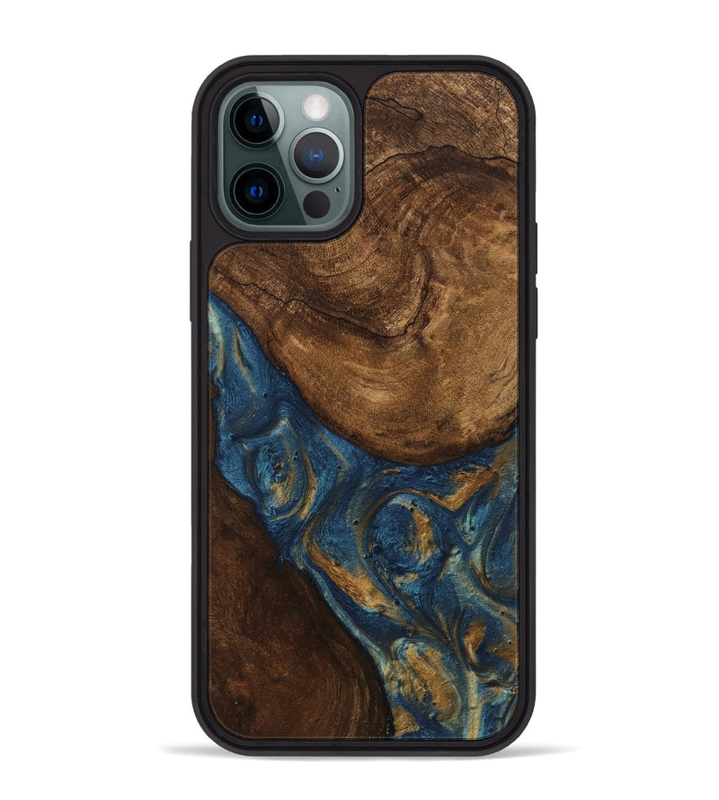 iPhone 12 Pro Max Wood Phone Case - Gigi (Teal & Gold, 746653)