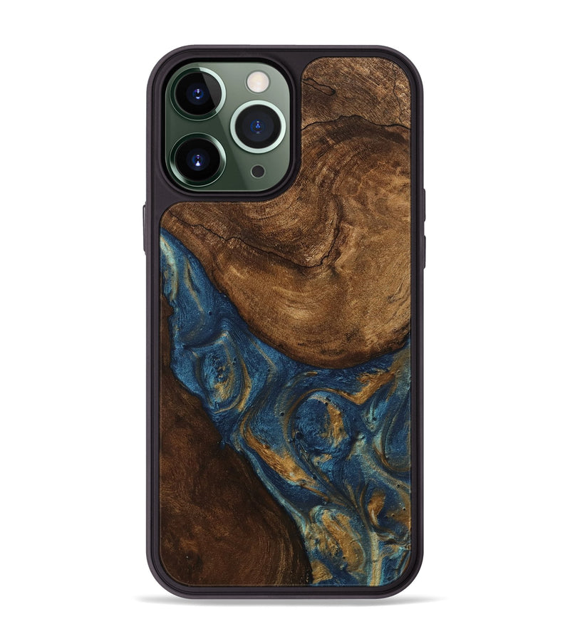 iPhone 13 Pro Max Wood Phone Case - Gigi (Teal & Gold, 746653)