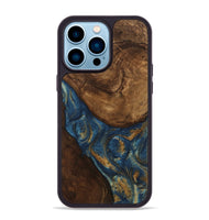 iPhone 14 Pro Max Wood Phone Case - Gigi (Teal & Gold, 746653)