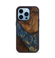 iPhone 14 Pro Wood Phone Case - Gigi (Teal & Gold, 746653)