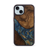 iPhone 15 Wood Phone Case - Gigi (Teal & Gold, 746653)