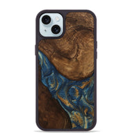 iPhone 15 Plus Wood Phone Case - Gigi (Teal & Gold, 746653)