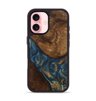 iPhone 16 Wood Phone Case - Gigi (Teal & Gold, 746653)