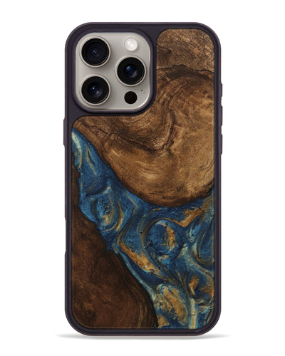 iPhone 16 Pro Max Wood Phone Case - Gigi (Teal & Gold, 746653)