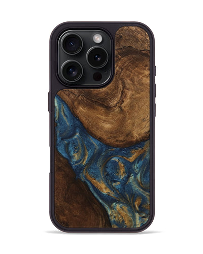 iPhone 16 Pro Wood Phone Case - Gigi (Teal & Gold, 746653)