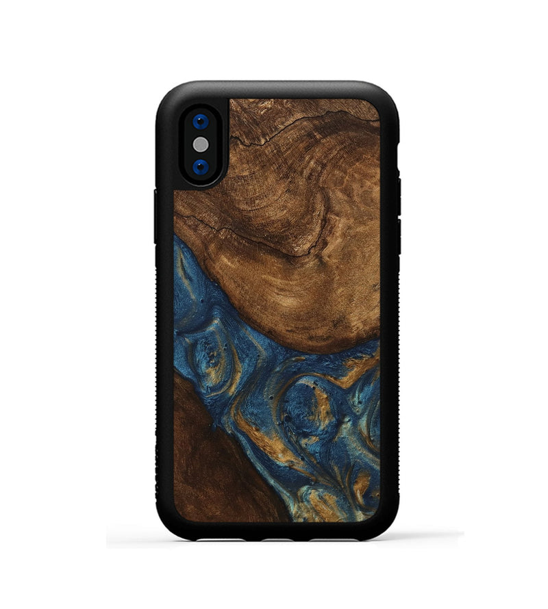 iPhone Xs Wood Phone Case - Gigi (Teal & Gold, 746653)