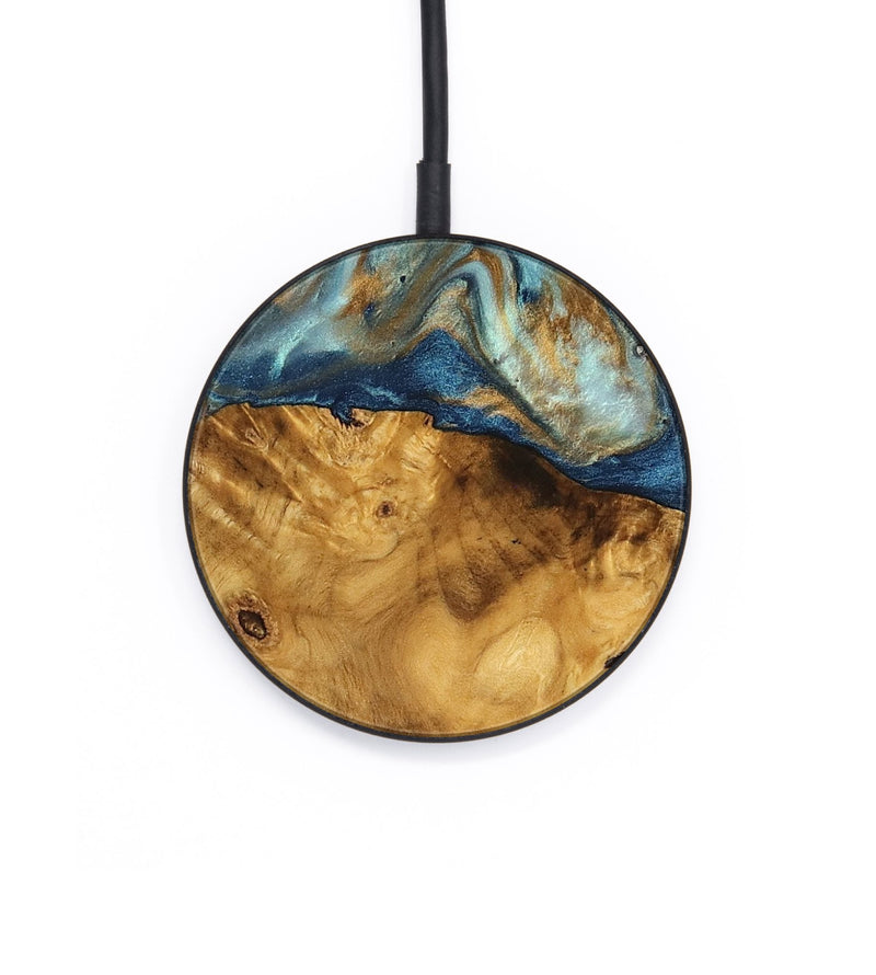 Circle Wood Wireless Charger - Jaylyn (Teal & Gold, 746655)