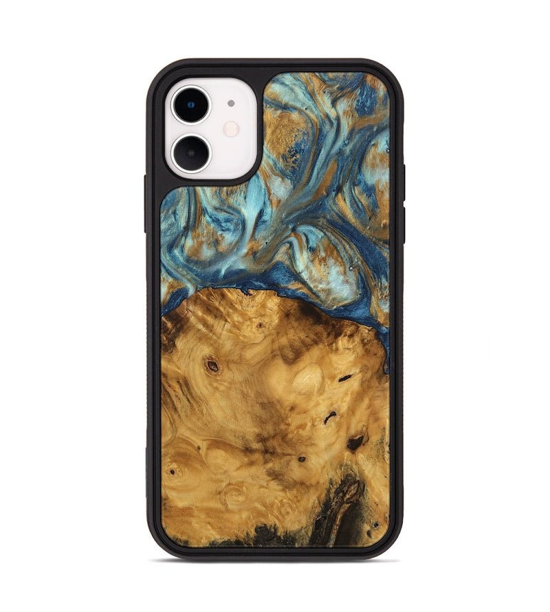 iPhone 11 Wood Phone Case - Jaylyn (Teal & Gold, 746655)