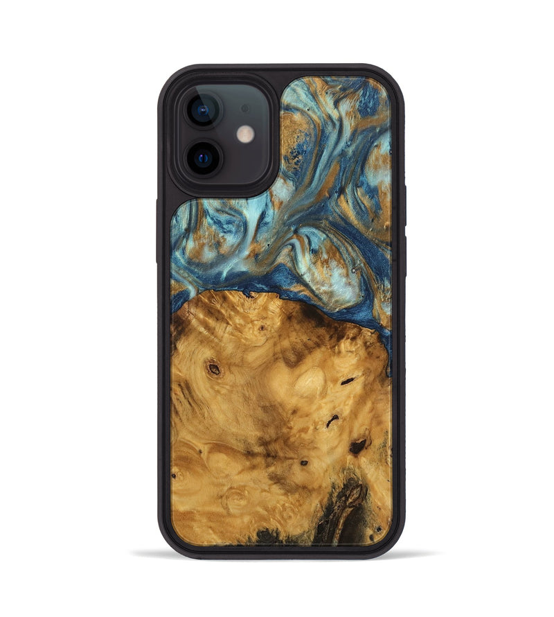 iPhone 12 Wood Phone Case - Jaylyn (Teal & Gold, 746655)