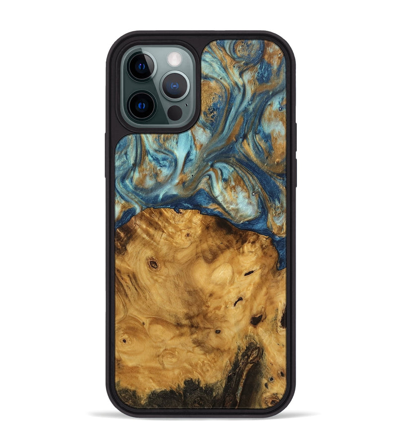 iPhone 12 Pro Max Wood Phone Case - Jaylyn (Teal & Gold, 746655)