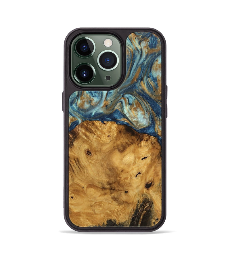 iPhone 13 Pro Wood Phone Case - Jaylyn (Teal & Gold, 746655)