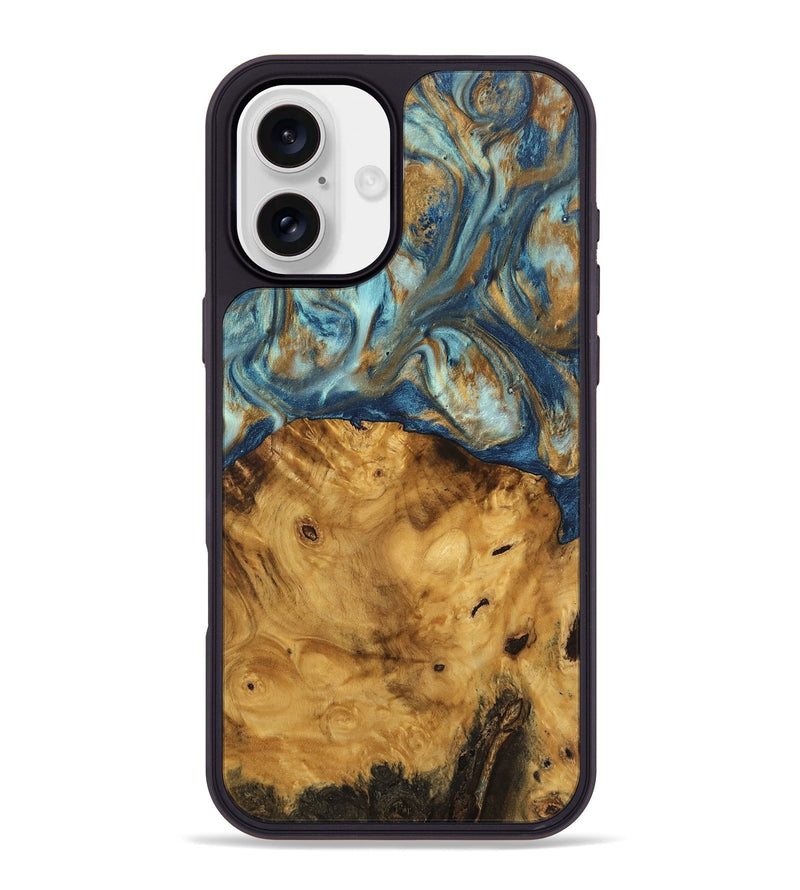 iPhone 16 Plus Wood Phone Case - Jaylyn (Teal & Gold, 746655)