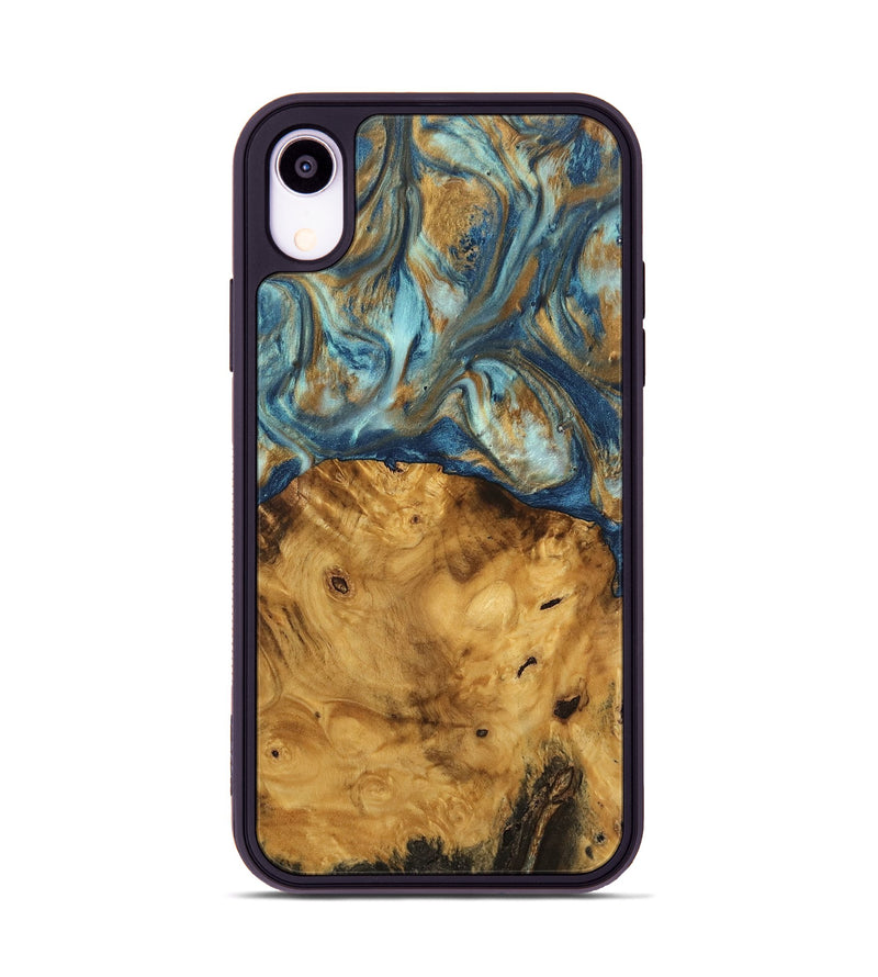 iPhone Xr Wood Phone Case - Jaylyn (Teal & Gold, 746655)