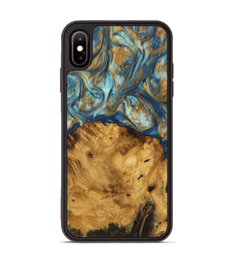 iPhone Xs Max Wood Phone Case - Jaylyn (Teal & Gold, 746655)