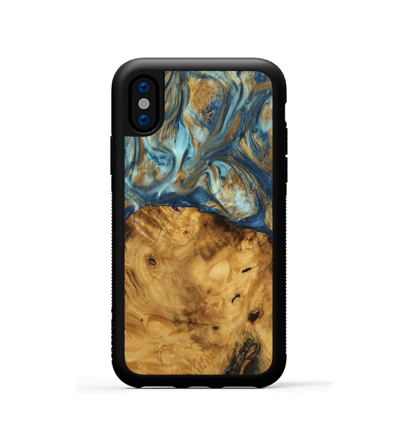 iPhone Xs Wood Phone Case - Jaylyn (Teal & Gold, 746655)