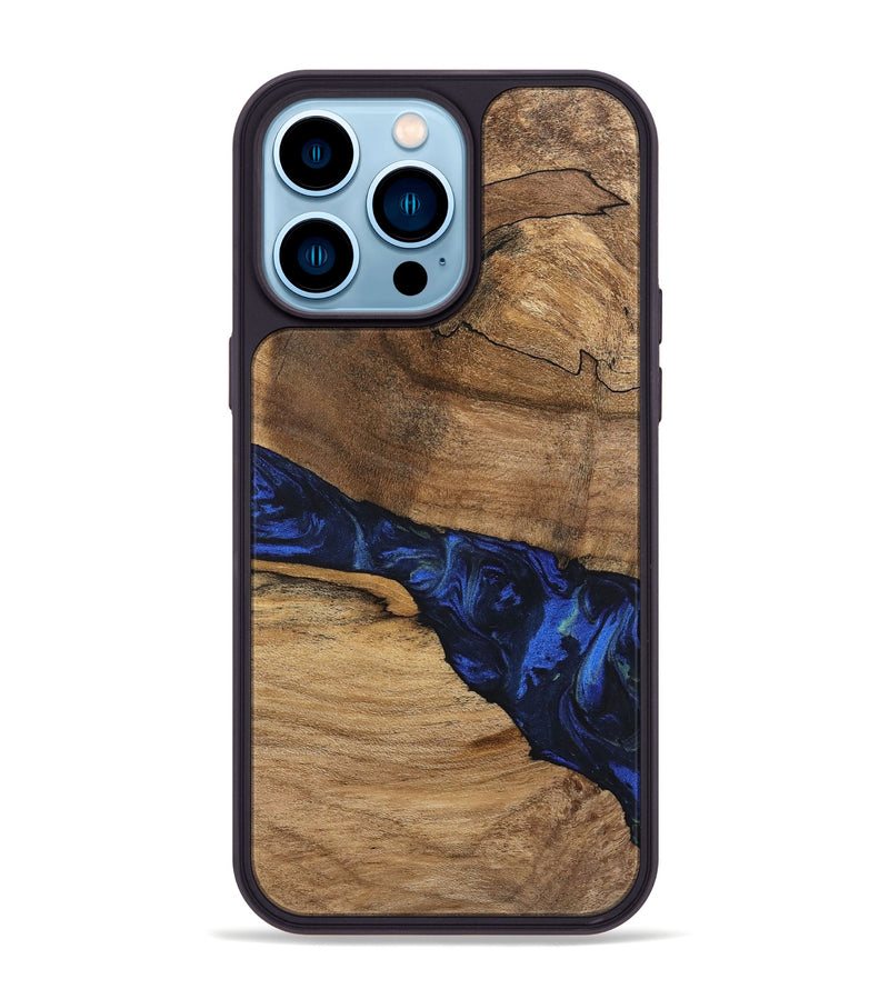 iPhone 14 Pro Max Wood Phone Case - Enoch (Blue, 746656)