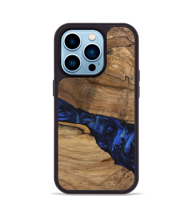 iPhone 14 Pro Wood Phone Case - Enoch (Blue, 746656)