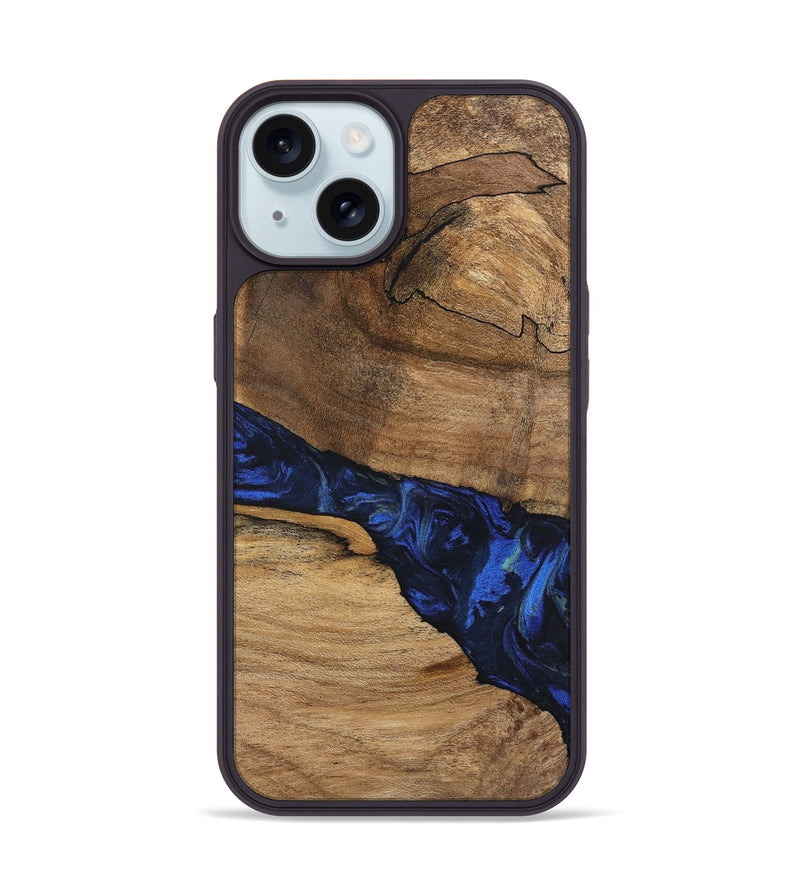 iPhone 15 Wood Phone Case - Enoch (Blue, 746656)