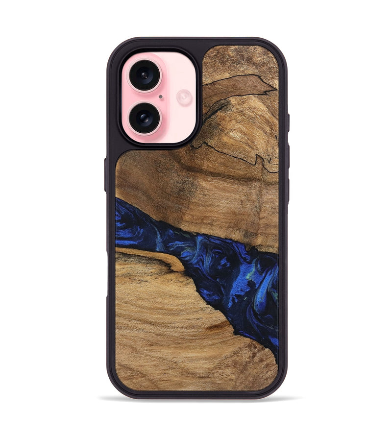 iPhone 16 Wood Phone Case - Enoch (Blue, 746656)