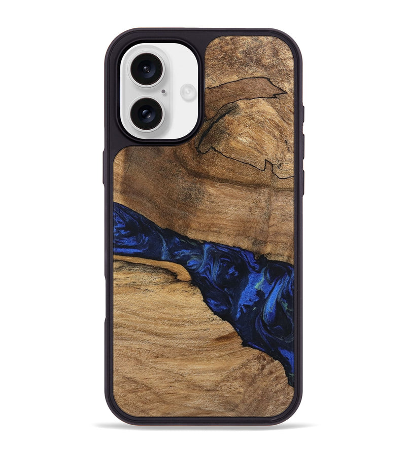 iPhone 16 Plus Wood Phone Case - Enoch (Blue, 746656)