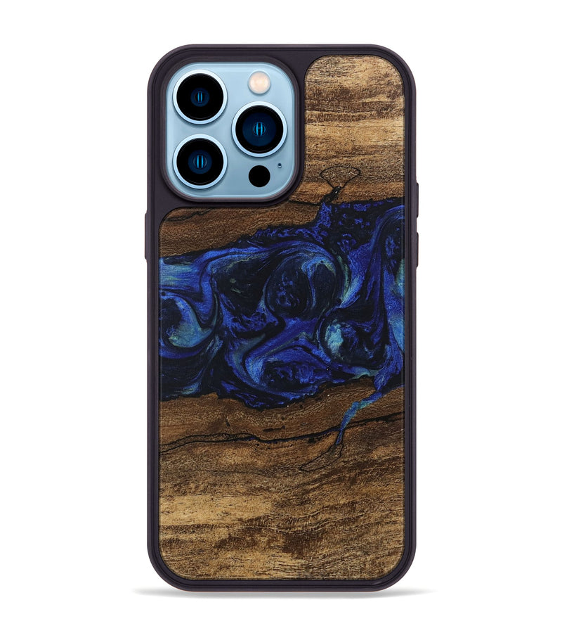 iPhone 14 Pro Max Wood Phone Case - Laraine (Blue, 746657)