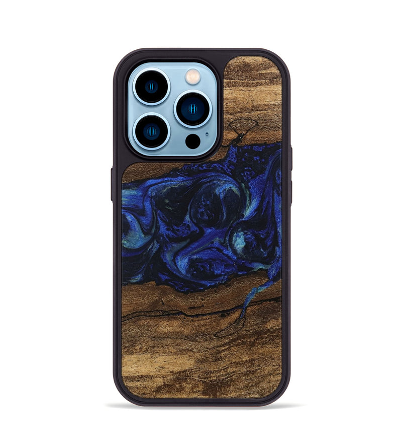 iPhone 14 Pro Wood Phone Case - Laraine (Blue, 746657)