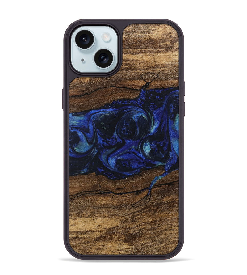 iPhone 15 Plus Wood Phone Case - Laraine (Blue, 746657)