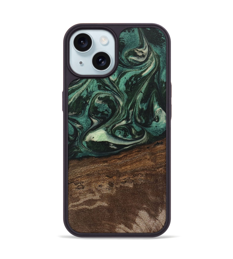 iPhone 15 Wood Phone Case - Sonji (Green, 746660)