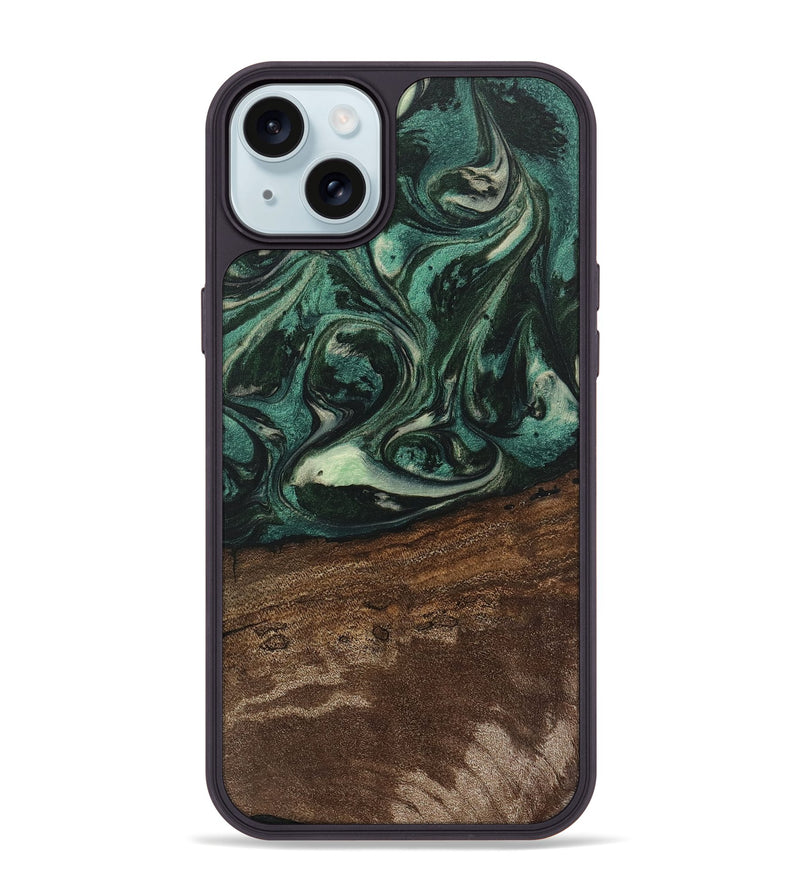 iPhone 15 Plus Wood Phone Case - Sonji (Green, 746660)