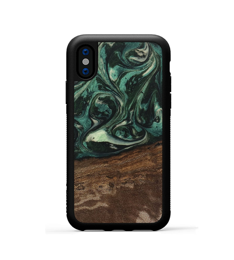 iPhone Xs Wood Phone Case - Sonji (Green, 746660)