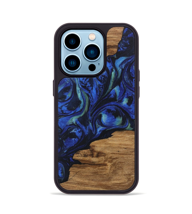 iPhone 14 Pro Wood Phone Case - Elisa (Blue, 746664)