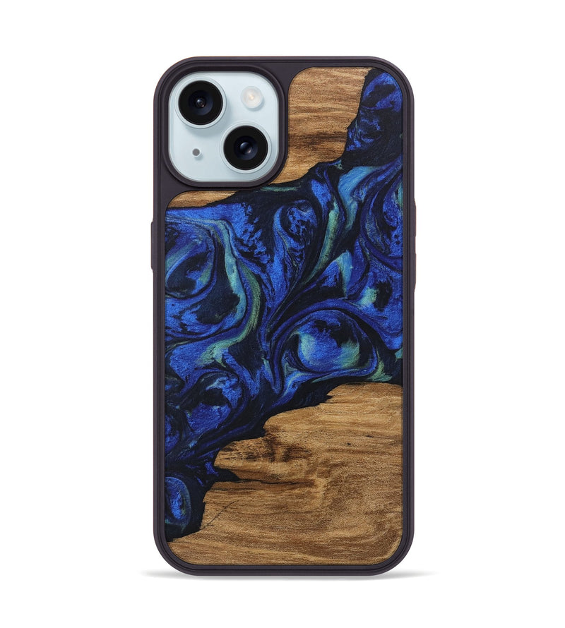 iPhone 15 Wood Phone Case - Elisa (Blue, 746664)