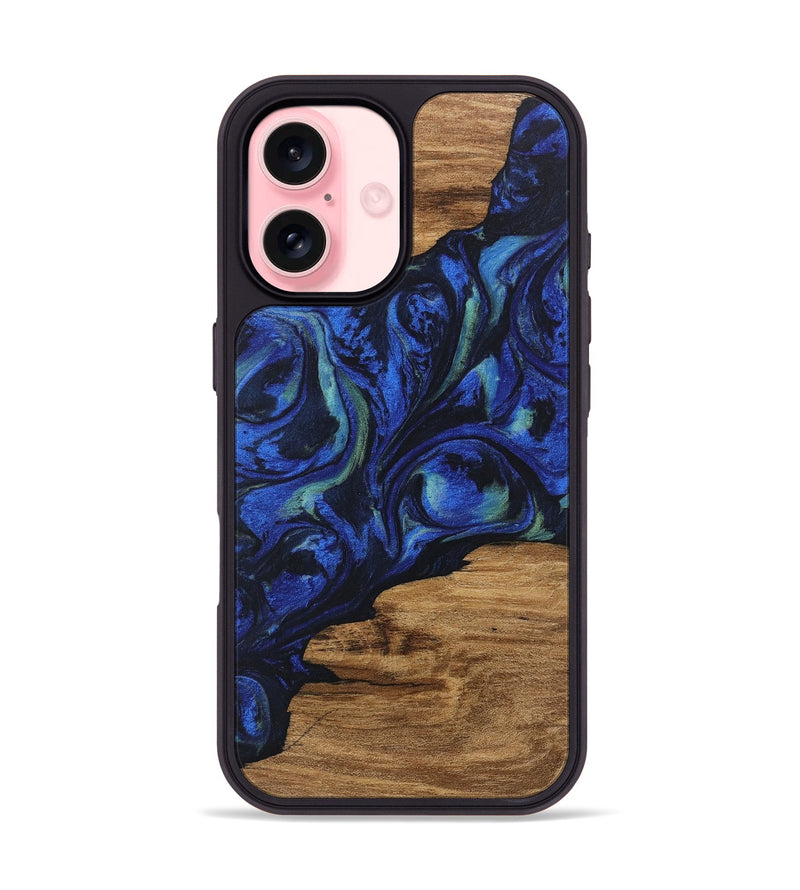 iPhone 16 Wood Phone Case - Elisa (Blue, 746664)