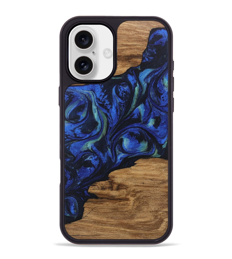 iPhone 16 Plus Wood Phone Case - Elisa (Blue, 746664)