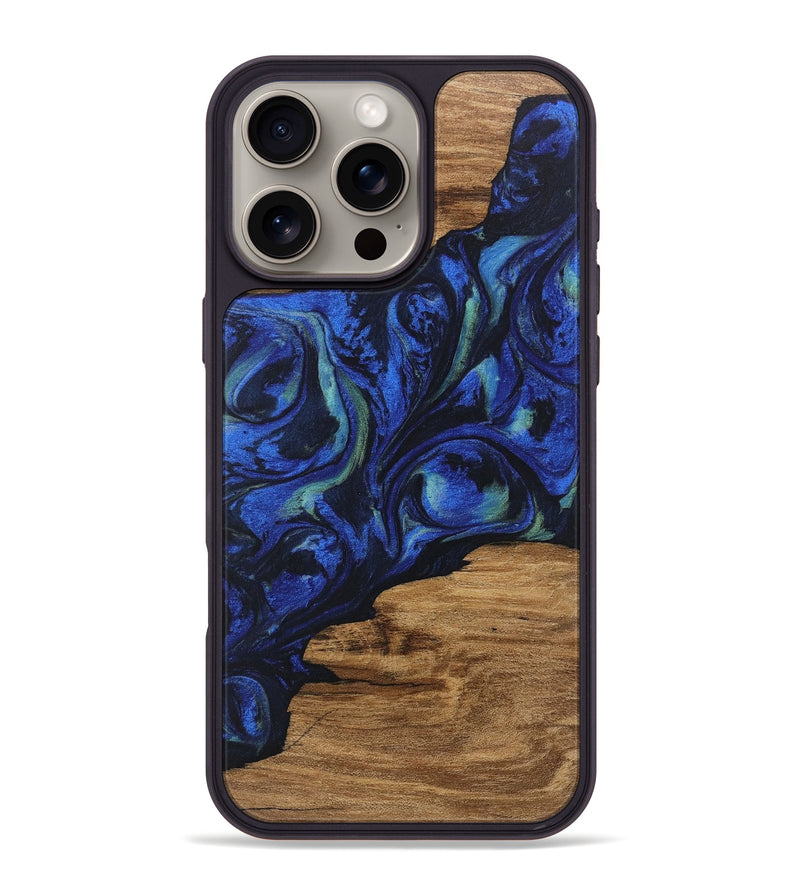 iPhone 16 Pro Max Wood Phone Case - Elisa (Blue, 746664)