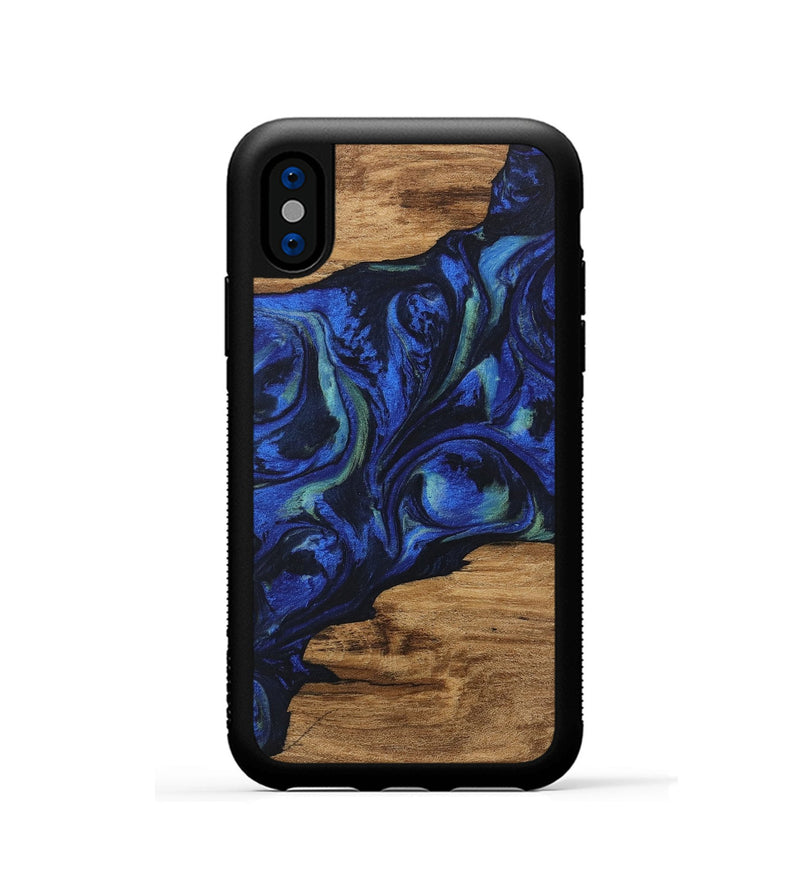 iPhone Xs Wood Phone Case - Elisa (Blue, 746664)