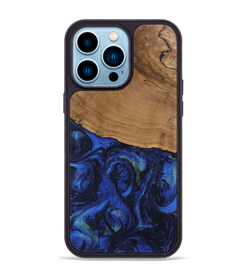 iPhone 14 Pro Max Wood Phone Case - Aviana (Blue, 746672)