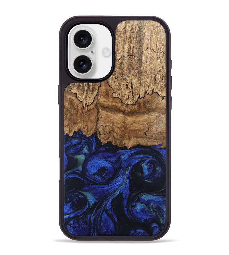 iPhone 16 Plus Wood Phone Case - Jerod (Blue, 746682)