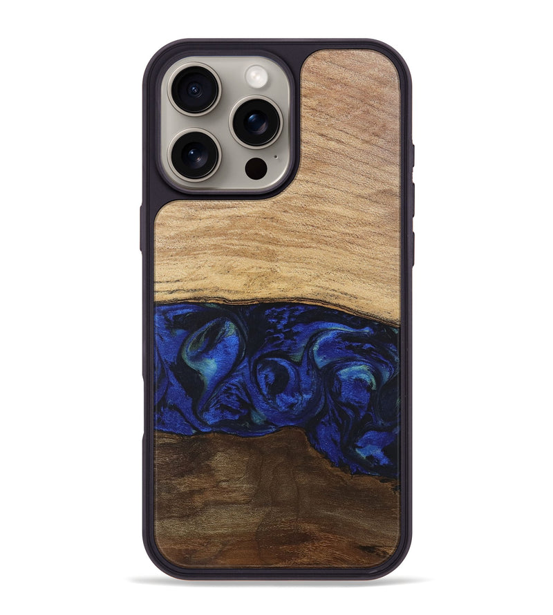 iPhone 16 Pro Max Wood Phone Case - Darby (Blue, 746689)