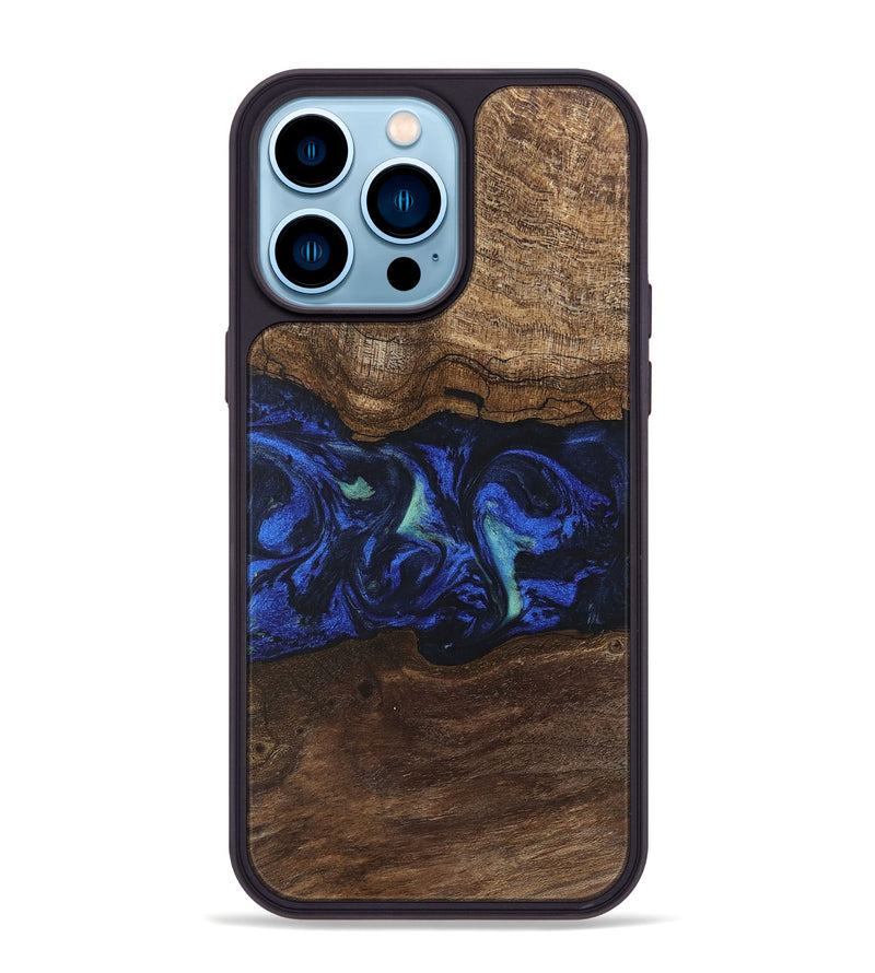 iPhone 14 Pro Max Wood Phone Case - Nyasia (Blue, 746690)