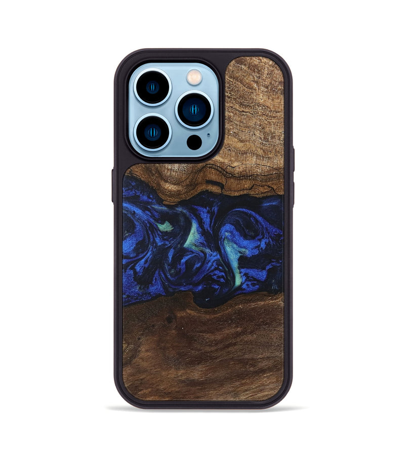 iPhone 14 Pro Wood Phone Case - Nyasia (Blue, 746690)