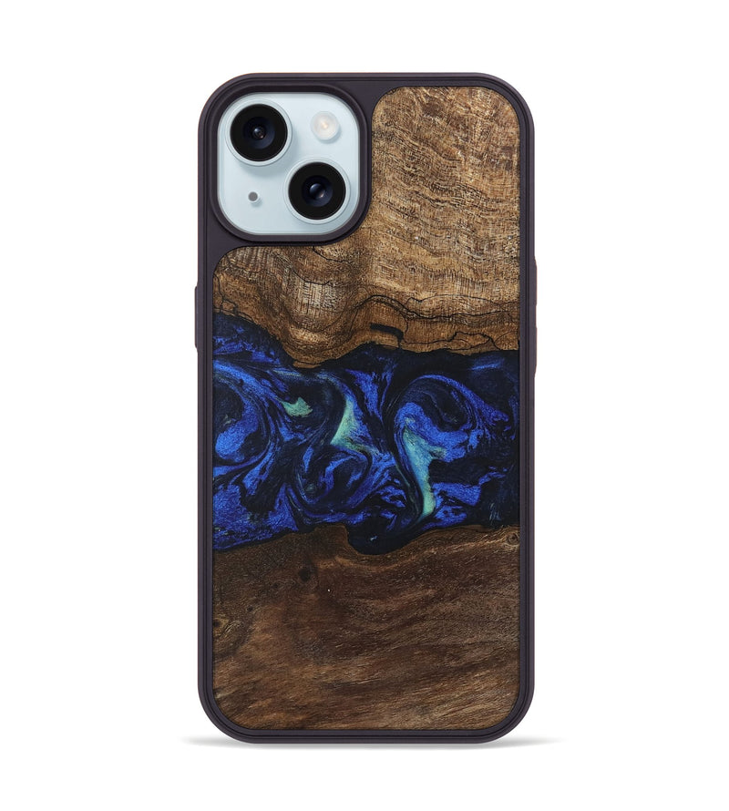 iPhone 15 Wood Phone Case - Nyasia (Blue, 746690)