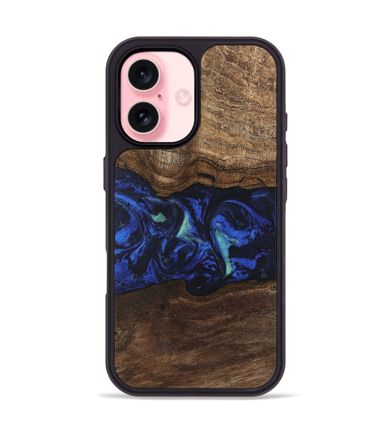 iPhone 16 Wood Phone Case - Nyasia (Blue, 746690)