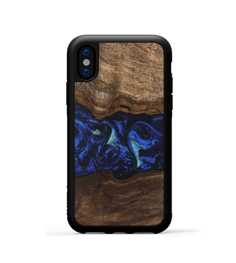 iPhone Xs Wood Phone Case - Nyasia (Blue, 746690)