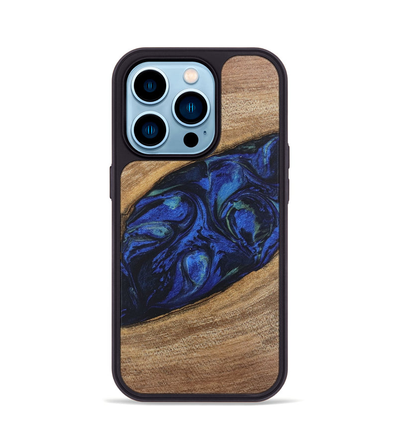 iPhone 14 Pro Wood Phone Case - Lisette (Blue, 746694)