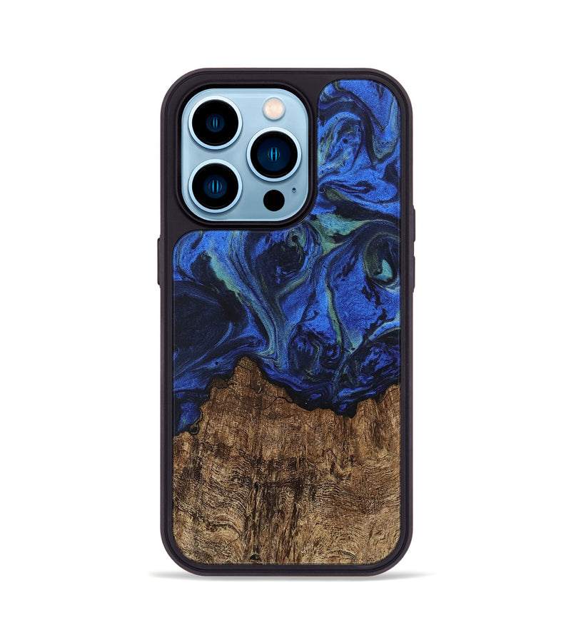 iPhone 14 Pro Wood Phone Case - Carlee (Blue, 746726)