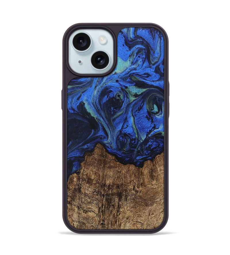 iPhone 15 Wood Phone Case - Carlee (Blue, 746726)