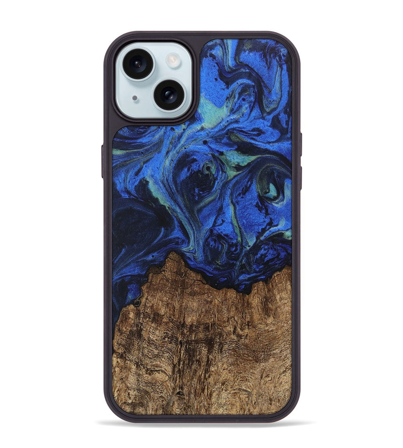 iPhone 15 Plus Wood Phone Case - Carlee (Blue, 746726)