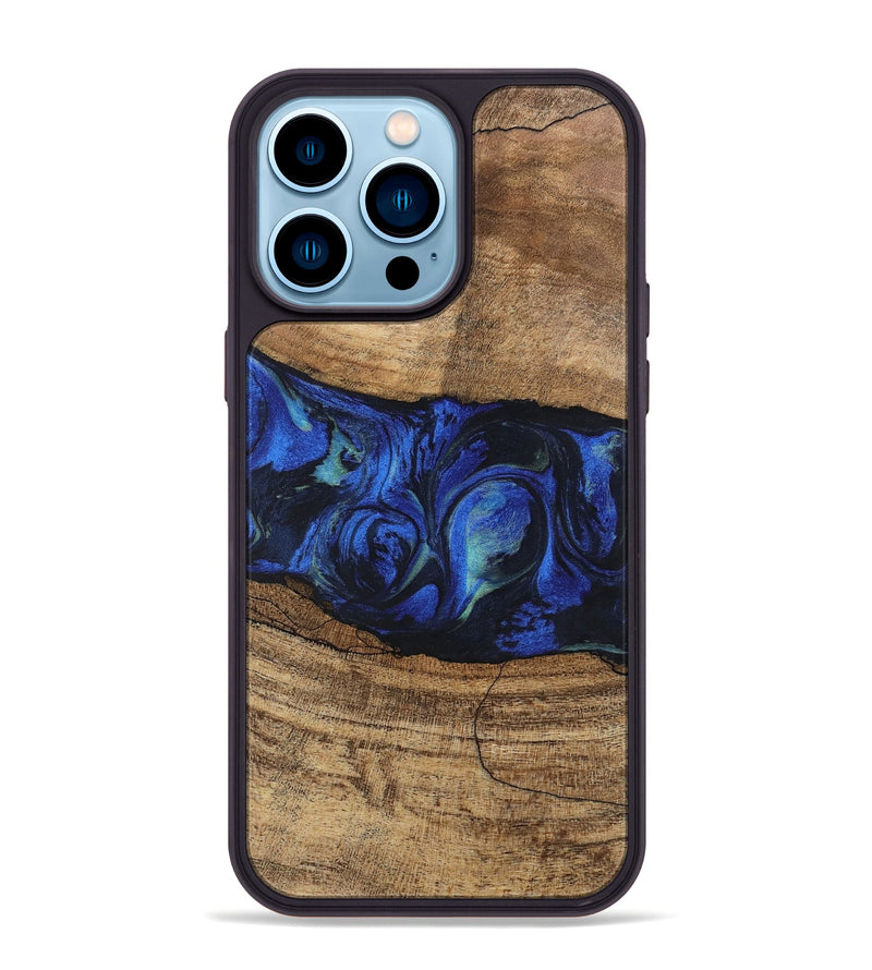 iPhone 14 Pro Max Wood Phone Case - Tawanda (Blue, 746730)